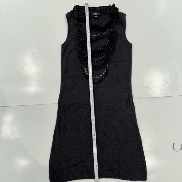 Chetta B  detailed front sweater knit dress charcoal grey - Picture 3 of 10